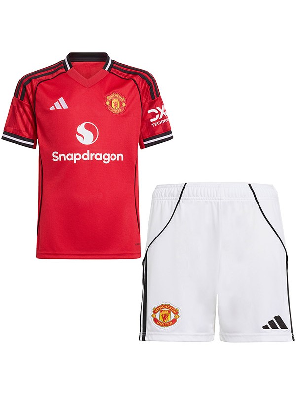 Manchester united home kids kit childrens jersey 2025-2026